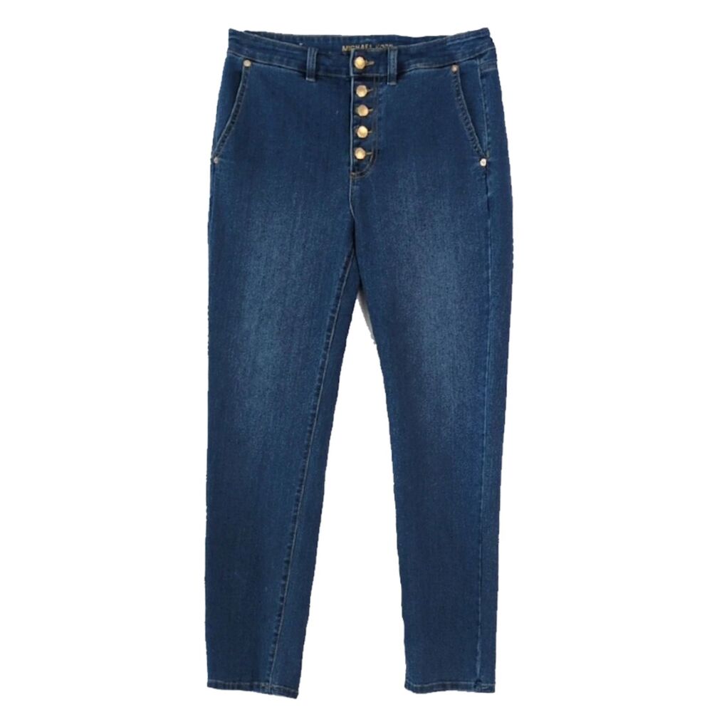 Michael Kors Womens Selma Straight Multi Button Stretch Jean Women's Size 10